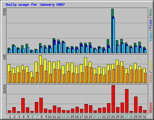 Daily usage for January 2007