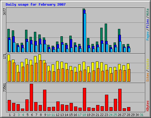 Daily usage for February 2007