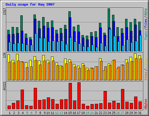 Daily usage for May 2007