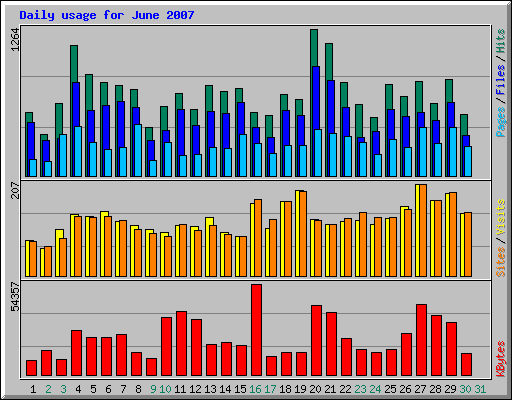 Daily usage for June 2007