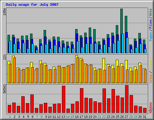 Daily usage for July 2007