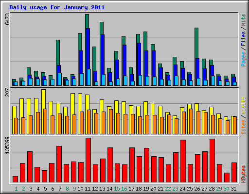 Daily usage for January 2011