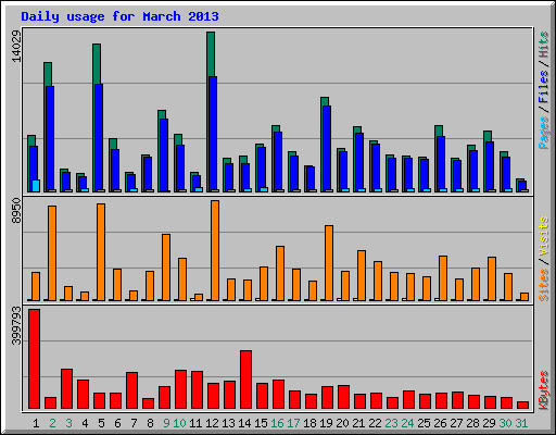 Daily usage for March 2013