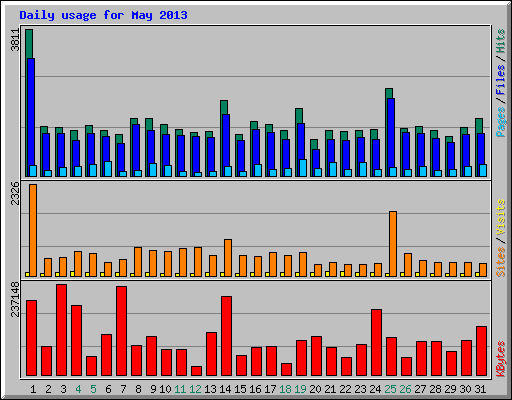 Daily usage for May 2013