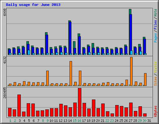 Daily usage for June 2013