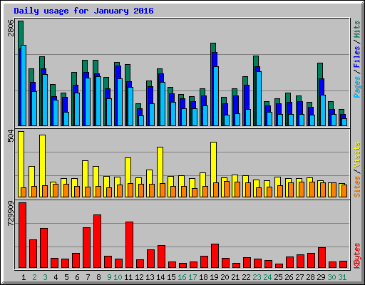 Daily usage for January 2016