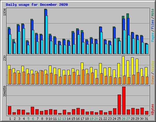Daily usage for December 2020