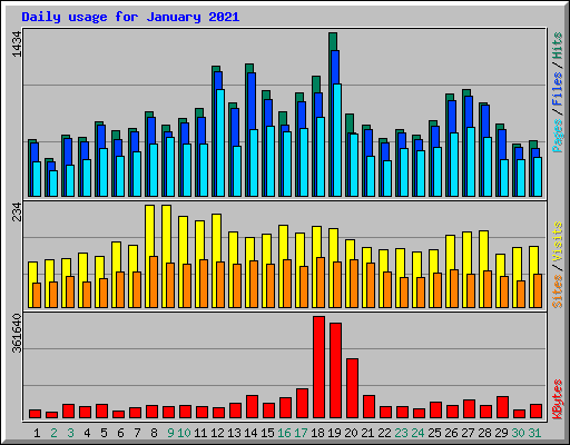 Daily usage for January 2021
