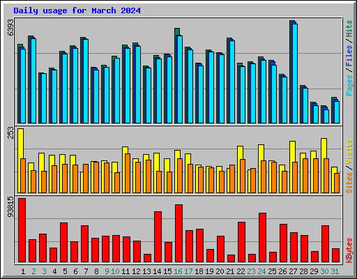 Daily usage for March 2024