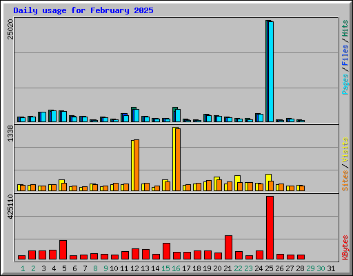 Daily usage for February 2025