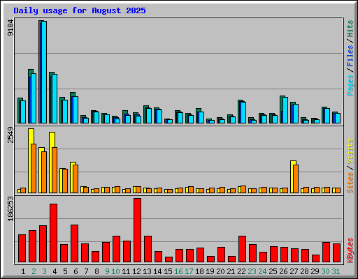 Daily usage for August 2025