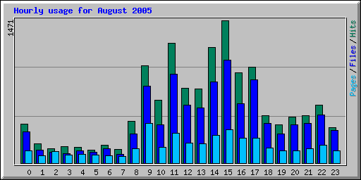 Hourly usage for August 2005