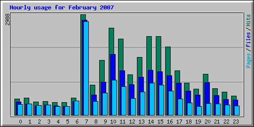 Hourly usage for February 2007