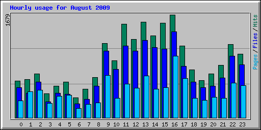 Hourly usage for August 2009